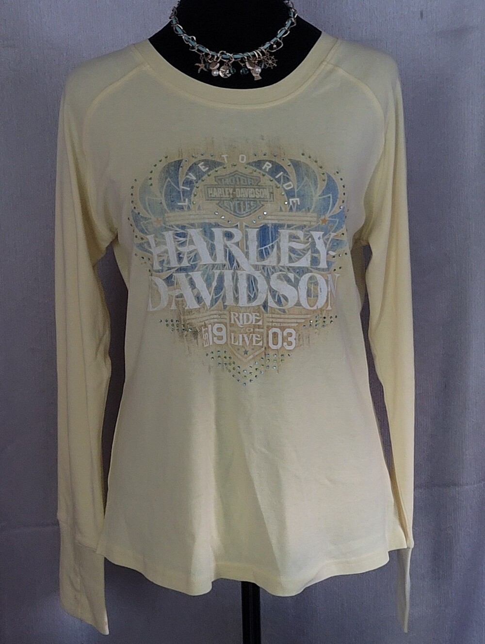 Harley-Davidson Pale Yellow Long Sleeve Graphic Tee